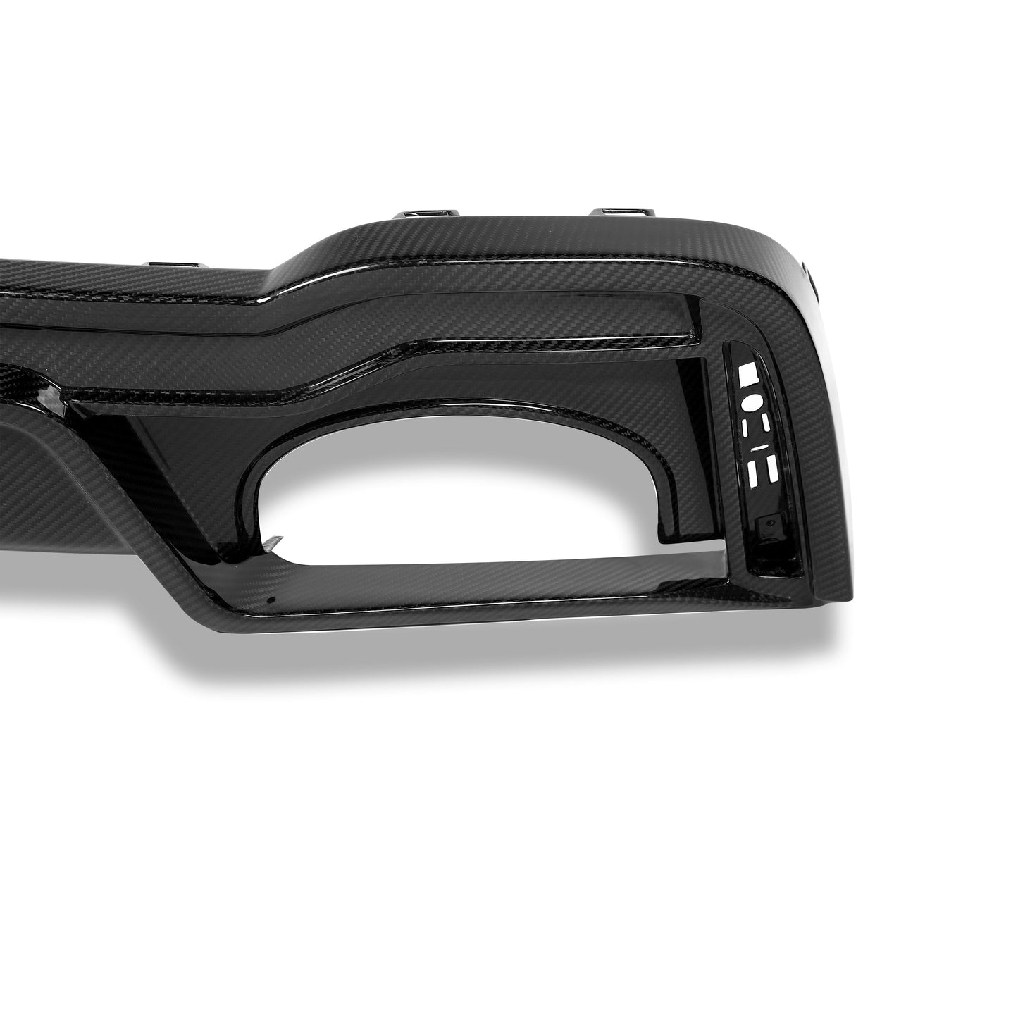 RS7 C8 rear diffuser mounted on lower bumper angle