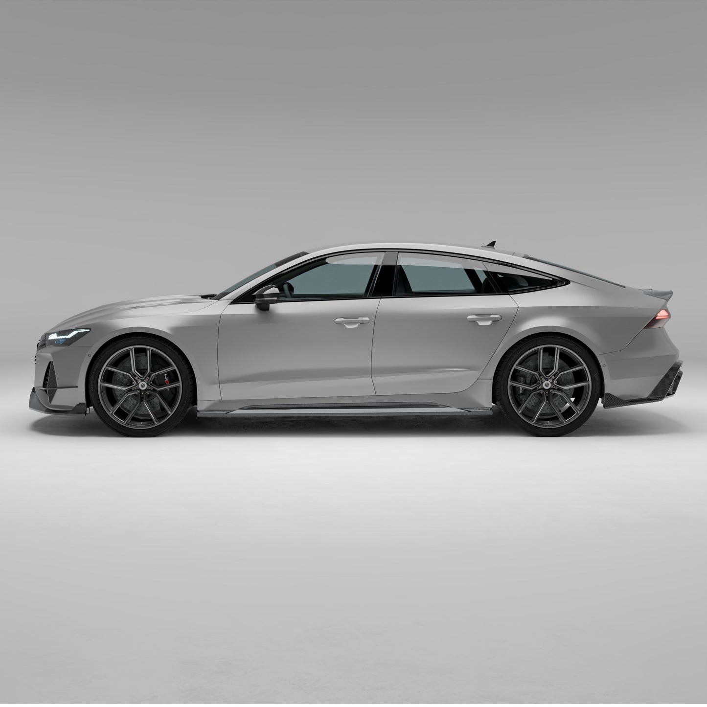 RS7 C8 carbon side skirt forward end detail view