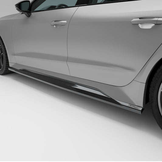 Audi RS7 C8 Sportback carbon fiber side skirts full side profile view
