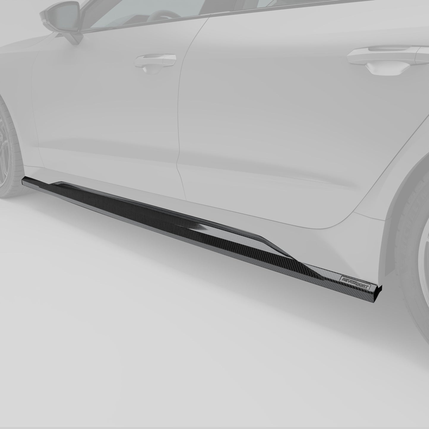 RS7 C8 carbon fiber side skirt rocker panel detail