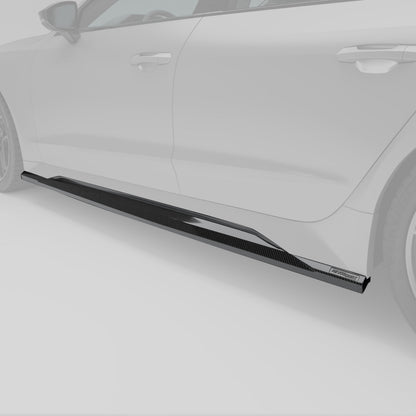 RS7 C8 carbon fiber side skirt rocker panel detail