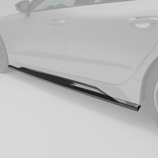 RS7 C8 carbon fiber side skirt rocker panel detail