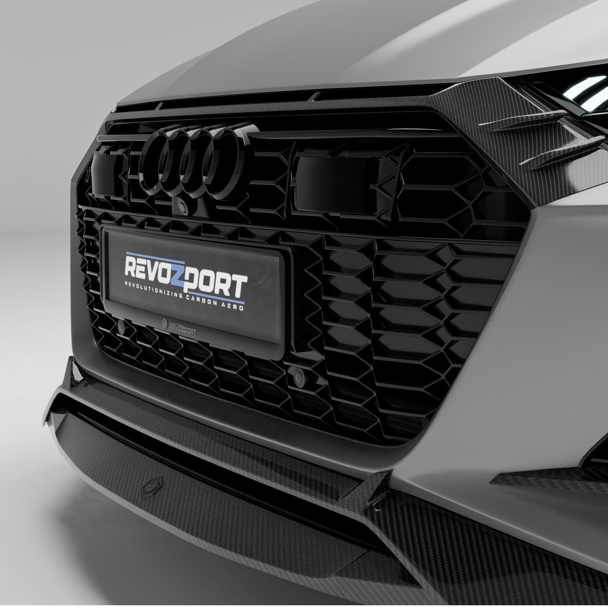 RS7 C8 front grille trim mounted on bumper angle