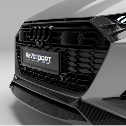 RS7 C8 front grille trim mounted on bumper angle