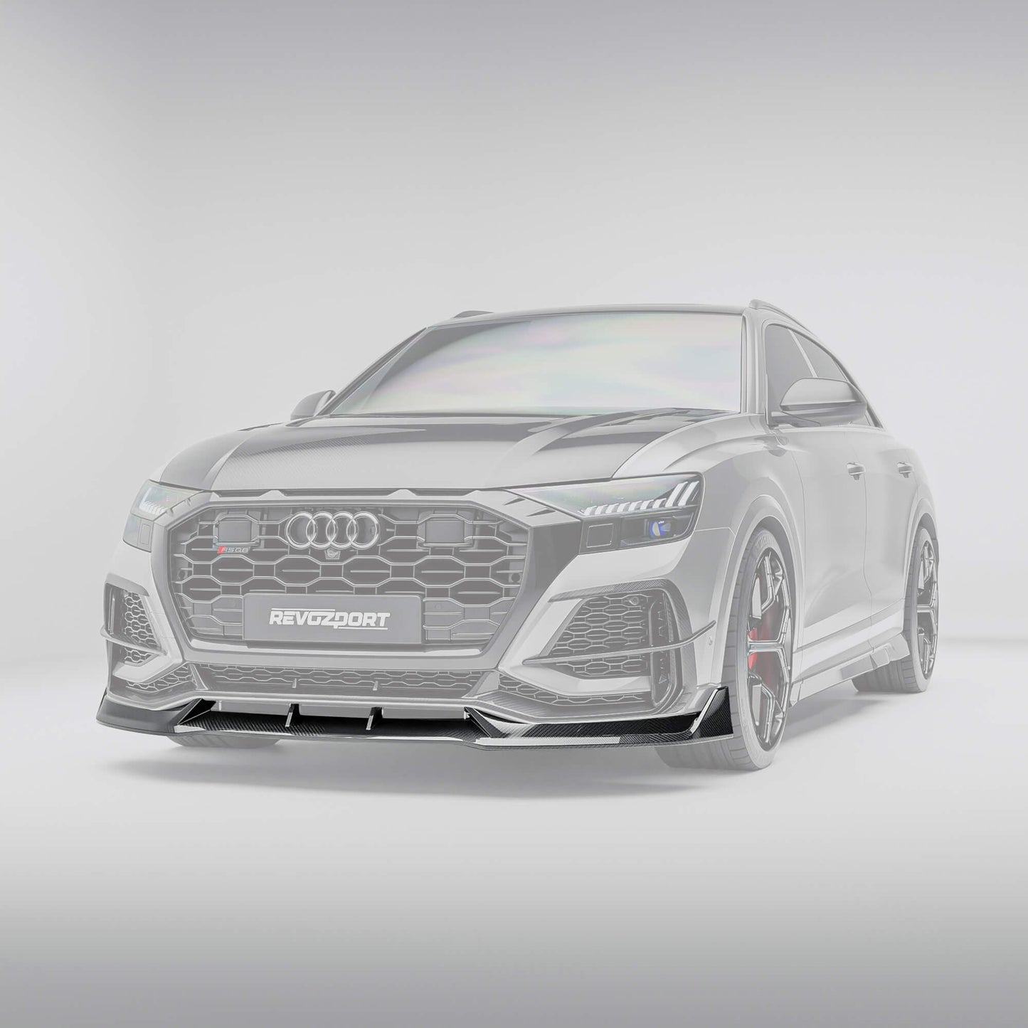Audi RSQ8 Pre-LCI carbon fiber front lip side view showing extension depth