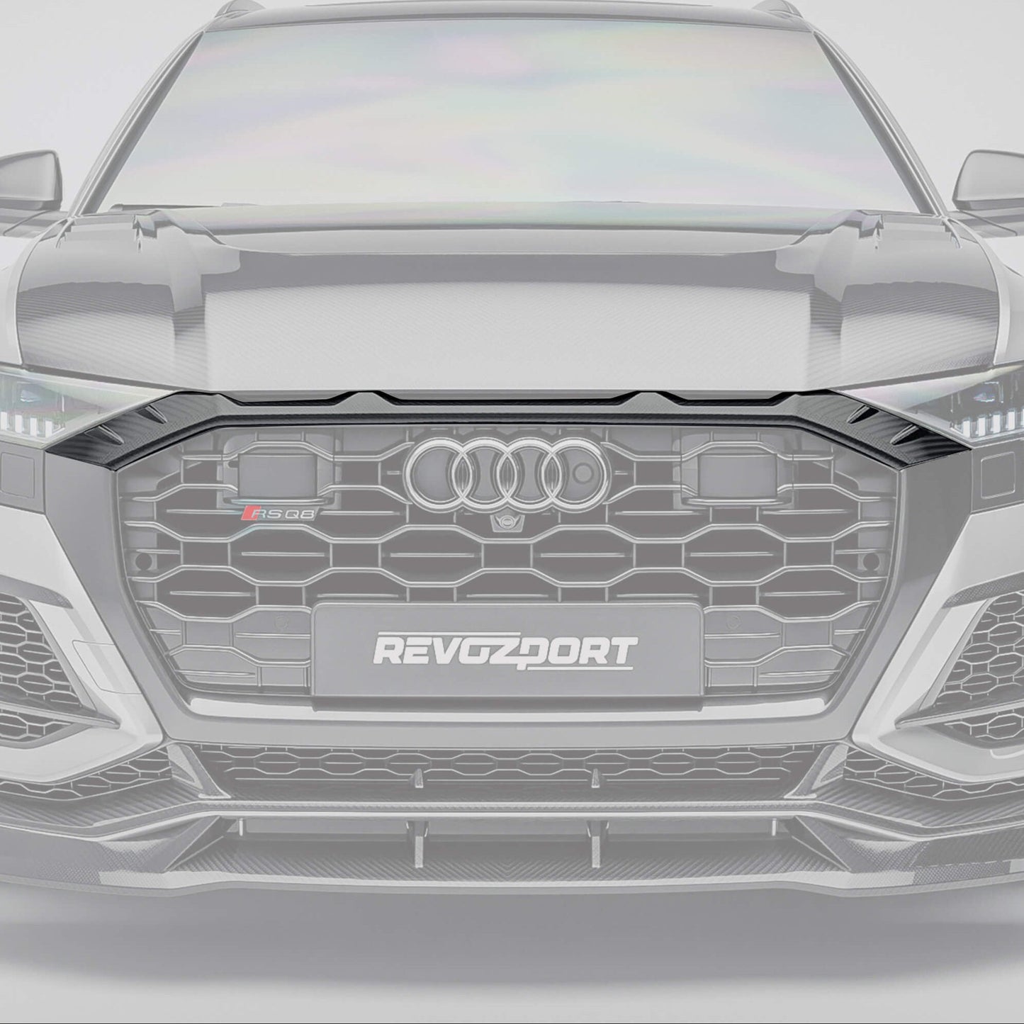 Audi RSQ8 Pre-LCI carbon fiber grille add-on close-up of the woven detail