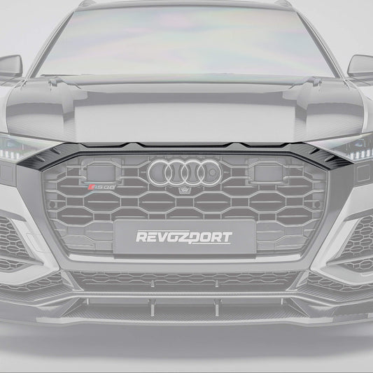 Audi RSQ8 Pre-LCI carbon fiber grille add-on close-up of the woven detail