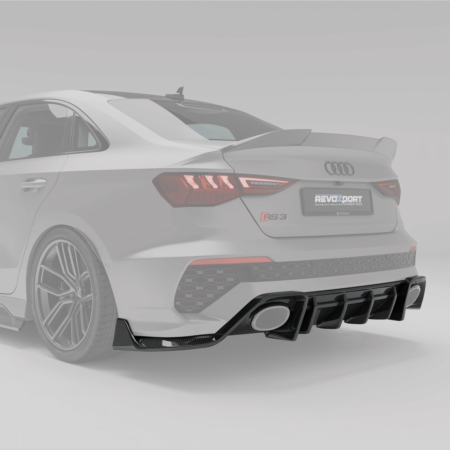RS3 8Y carbon diffuser three piece layout detail