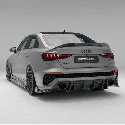 RS3 8Y carbon spoiler rendering rear three quarter view