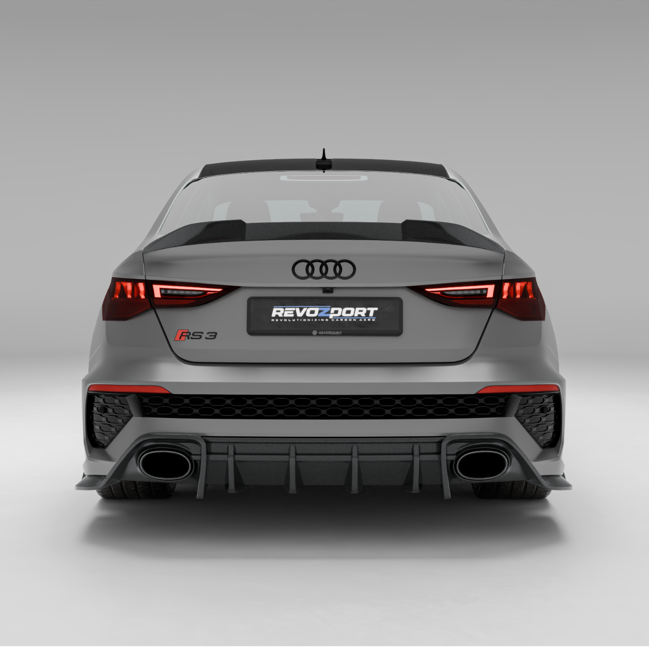 Audi RS3 8Y trunk spoiler carbon weave texture detail