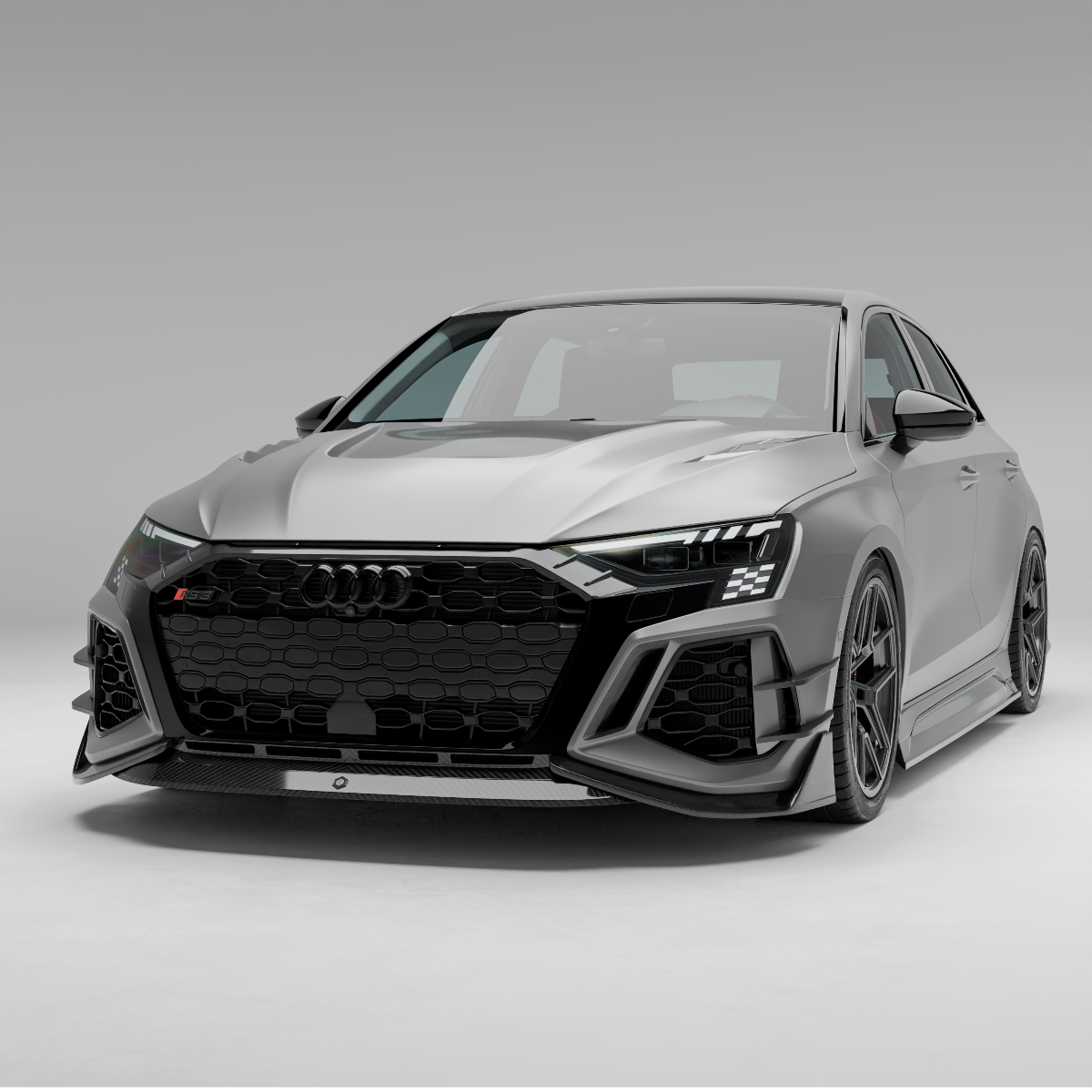 Audi RS3 8Y Sportback carbon fiber kit front angle detail