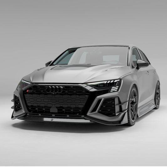 Audi RS3 8Y Sportback carbon fiber kit front angle detail