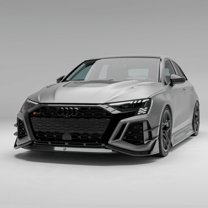 Audi RS3 8Y Sportback carbon fiber front lip, front studio view