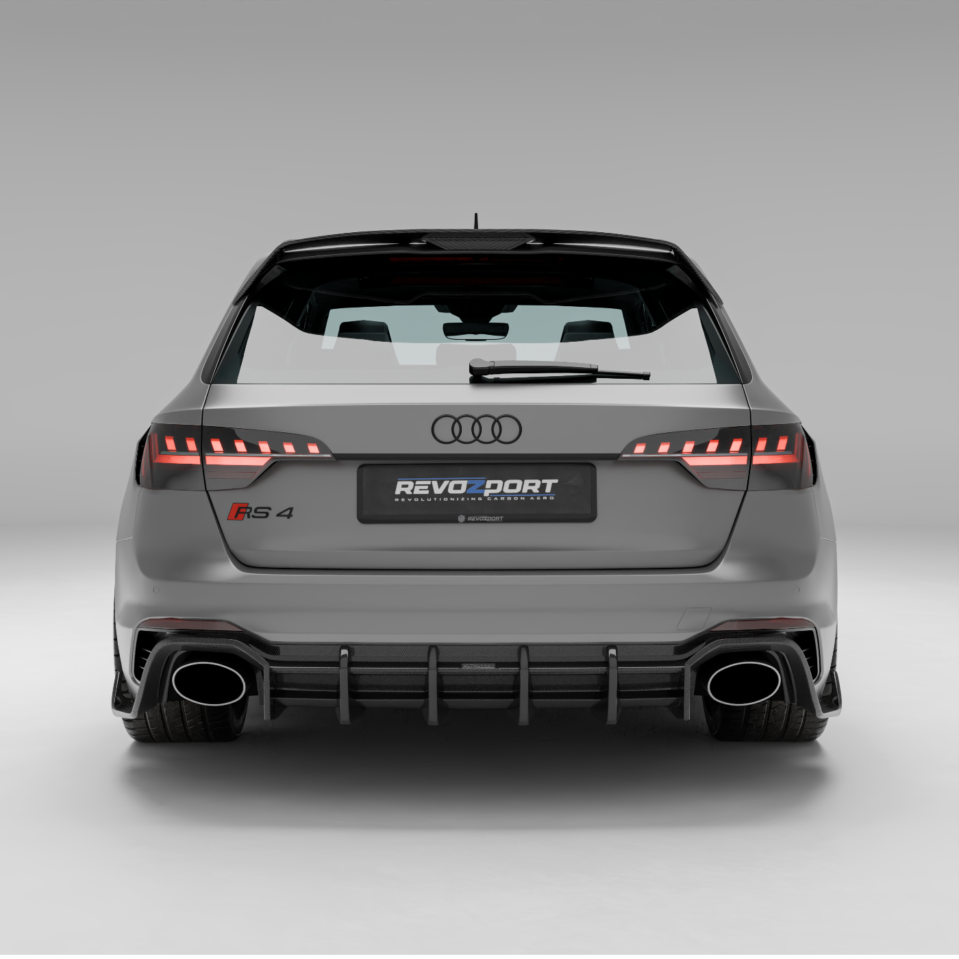 Audi RS4 B9.5 Avant carbon fiber body kit rear three quarter angle