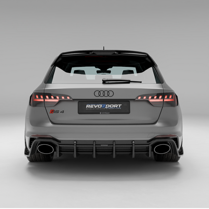 Audi RS4 B9.5 Avant carbon fiber body kit rear three quarter angle
