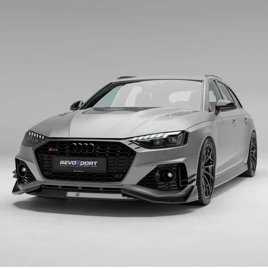 Audi RS4 B9.5 Avant carbon fiber front lip, front studio view