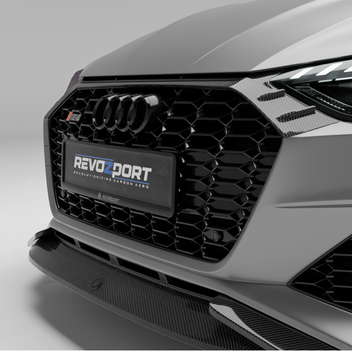 Audi RS4 B9.5 carbon fiber grille weave finish closeup