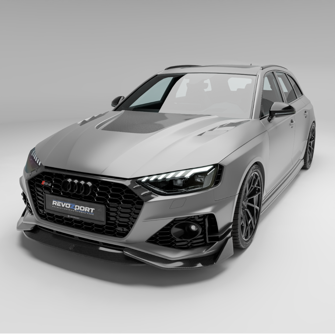 Audi RS4 B9.5 Avant carbon fiber front lip close up
