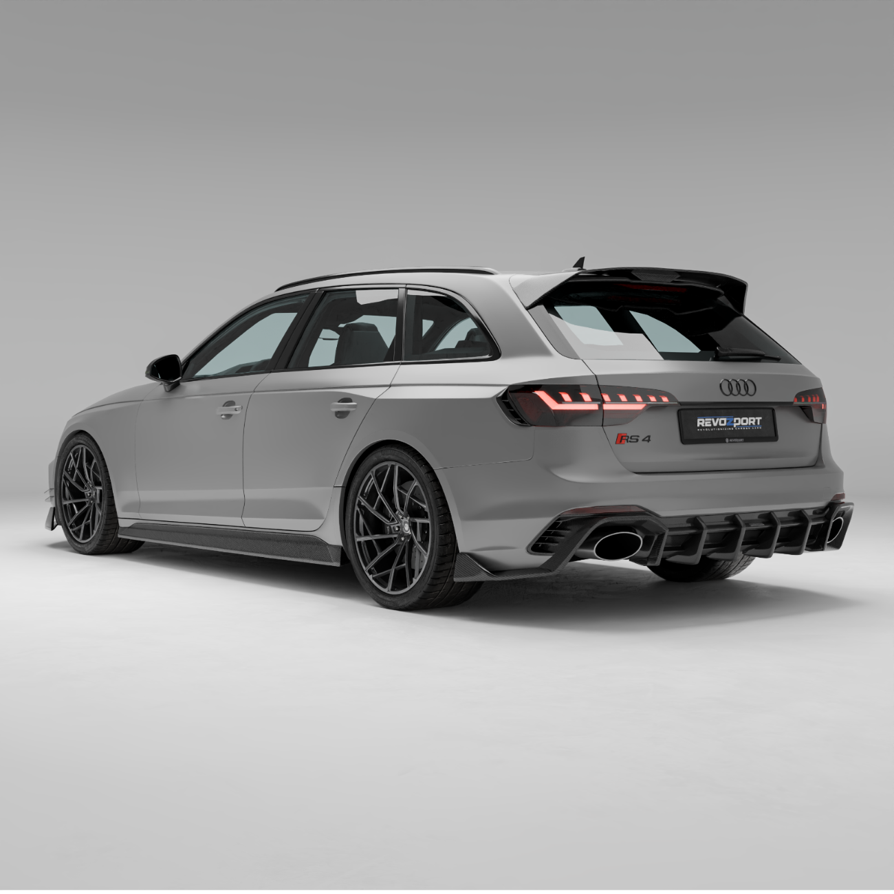 Audi RS4 B9.5 Avant carbon body kit front three quarter view