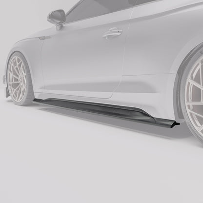 Audi RS5 B9.5 Coupe carbon fiber side skirts close-up weave detail