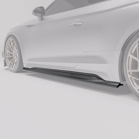 Audi RS5 B9.5 Coupe carbon fiber side skirts close-up weave detail