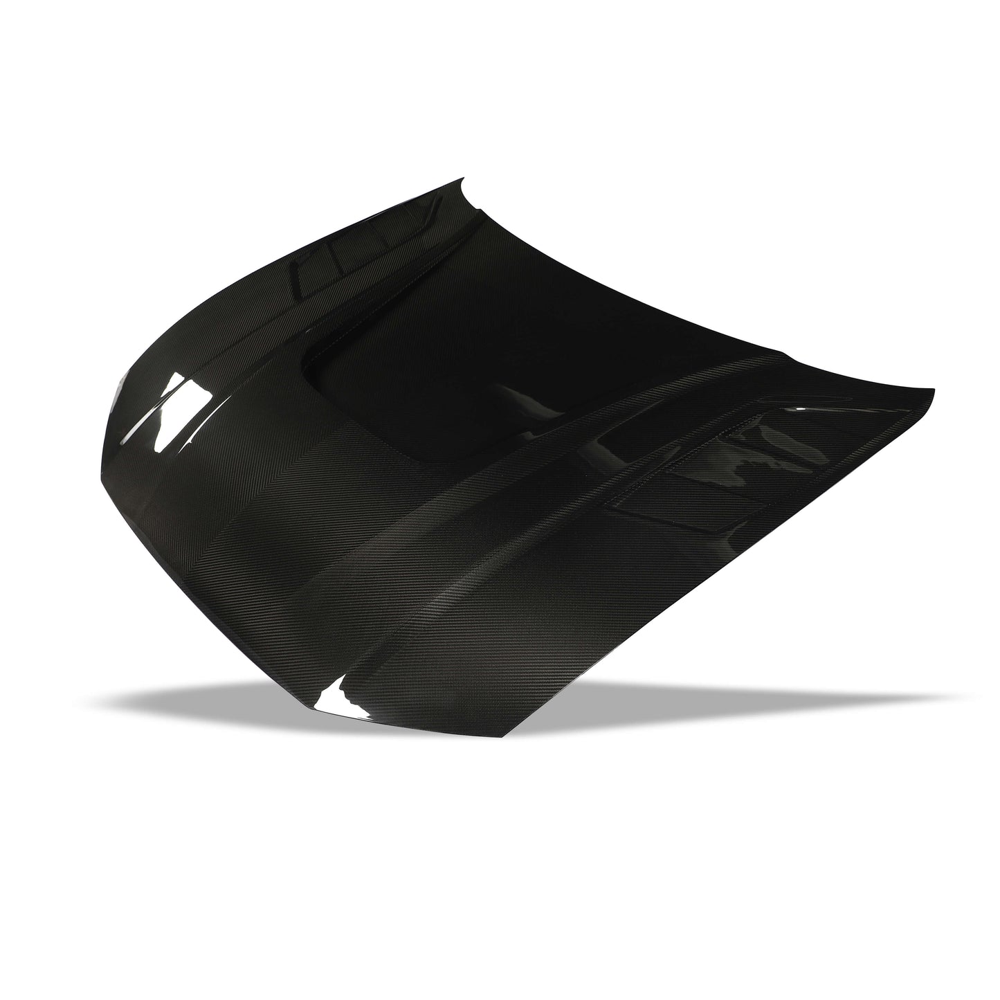 Audi RS6 C8 carbon hood on actual vehicle, front three-quarter