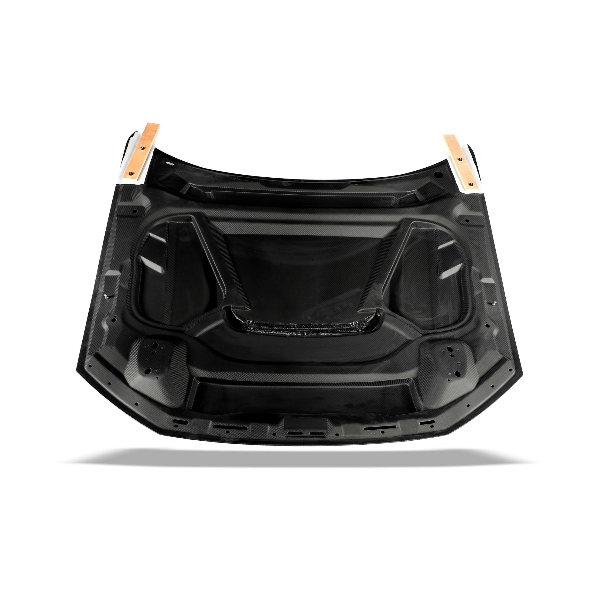 Audi RS6 C8 carbon fiber hood close-up on car