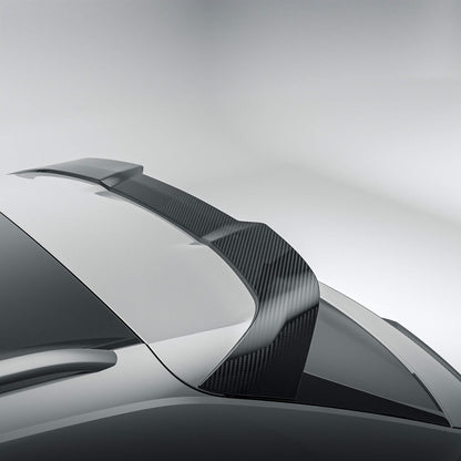 Audi RSQ8 4M Pre-LCI carbon fiber roof spoiler at the top of the tailgate, rear view