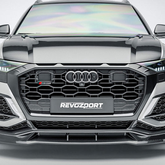 Audi RSQ8 Pre-LCI carbon fiber front grille add-on shown in product view