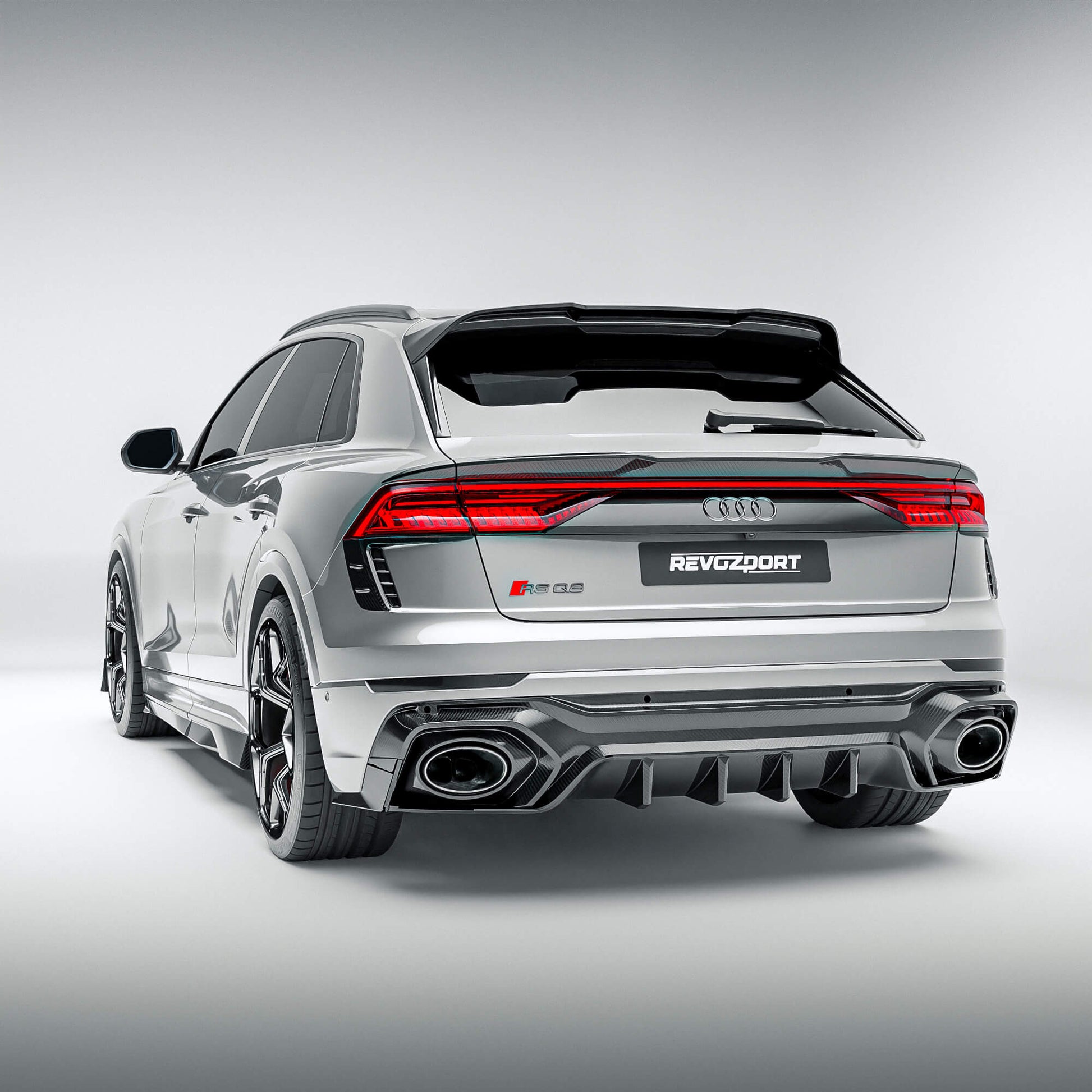 Carbon fiber mid spoiler for Audi RSQ8 4M Pre-LCI, rear detail