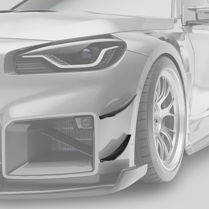 BMW M2 G87 carbon canards, front corner detail close-up