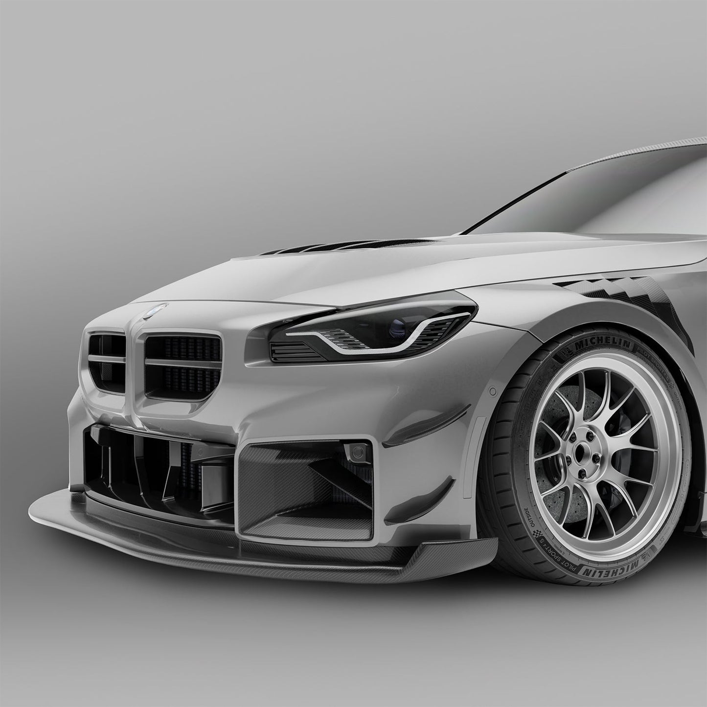 BMW M2 G87 carbon canards, underside contour detail