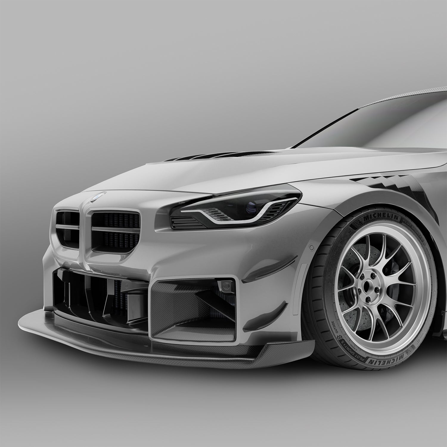 BMW M2 G87 carbon canards, underside contour detail