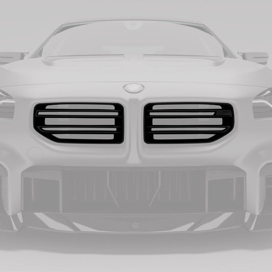 BMW M2 G87 carbon front grille angled face view