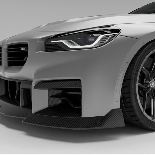 BMW M2 G87 carbon fiber front inlets, front bumper view