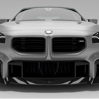 BMW M2 G87 carbon fiber front trim, three-quarter view