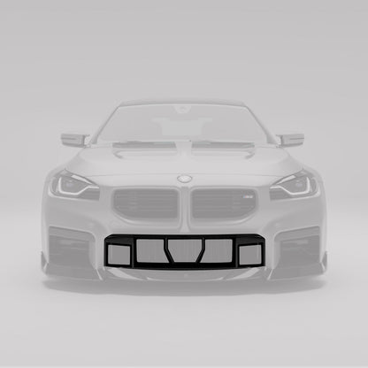 BMW M2 G87 carbon front trim mounted, angled detail