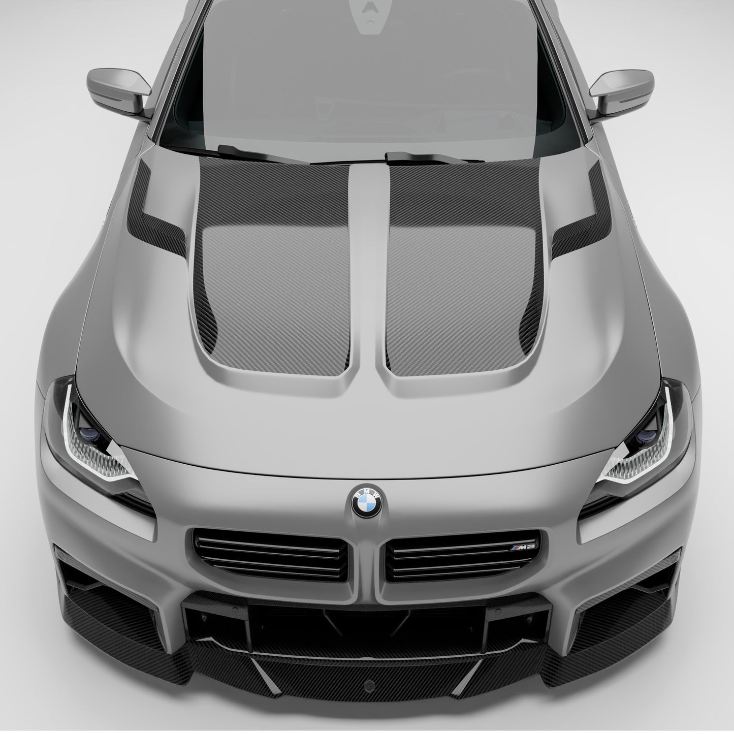 BMW M2 G87 carbon hood front three-quarter context view