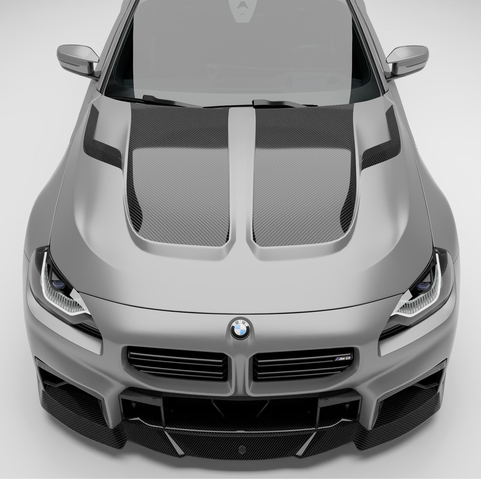 BMW M2 G87 carbon hood front three-quarter context view