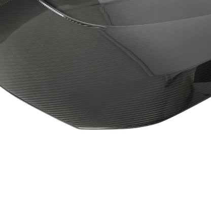 BMW M2 G87 carbon hood, close-up of prepreg weave finish