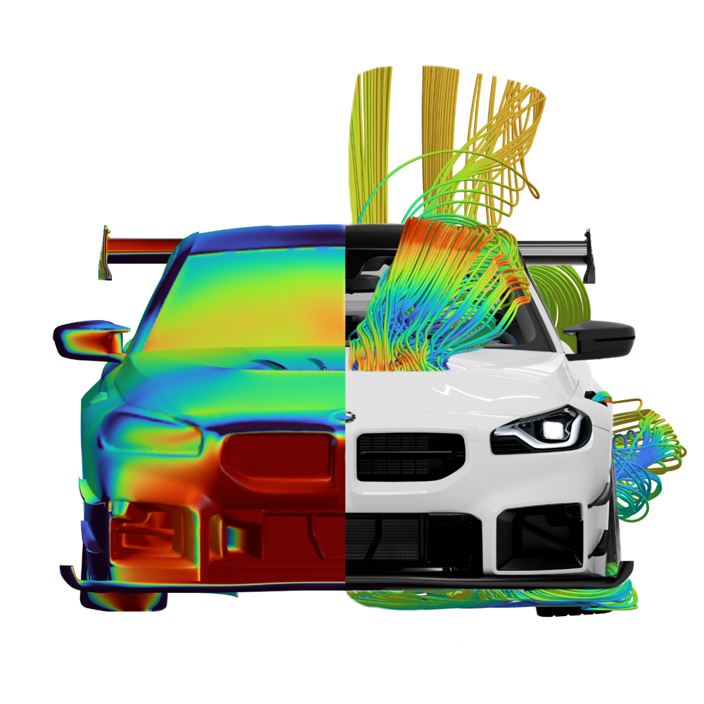 BMW M2 G87 aero hood with strakes, product render view