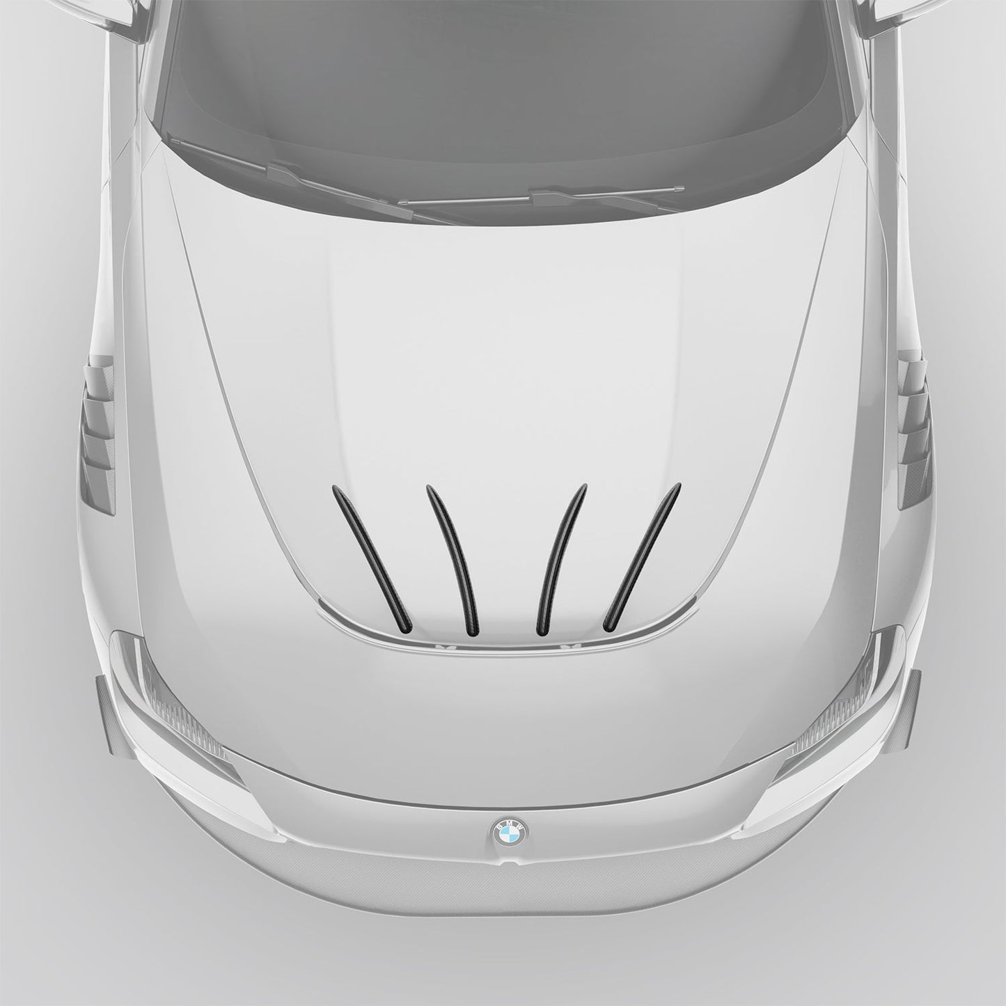BMW M2 G87 carbon fiber hood strakes angled airflow detail