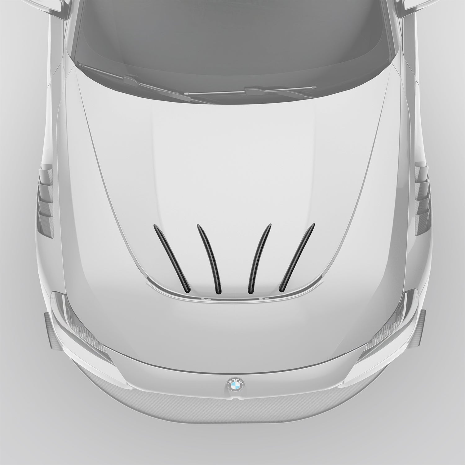 BMW M2 G87 carbon fiber hood strakes angled airflow detail