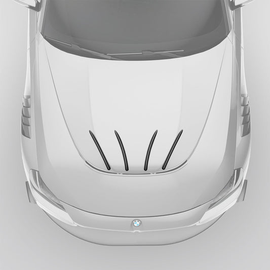 BMW M2 G87 carbon fiber hood strakes angled airflow detail