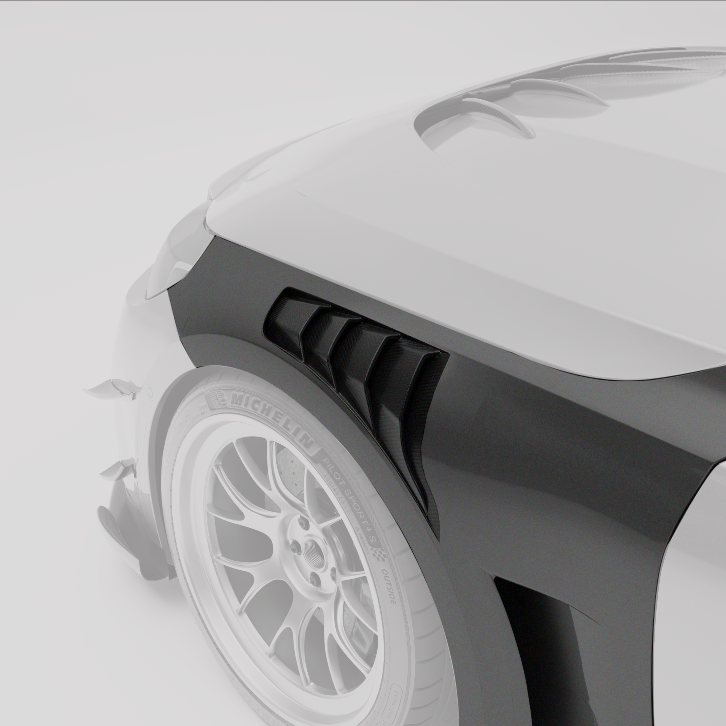 BMW M2 G87 carbon fiber front fender showing dual vent detail