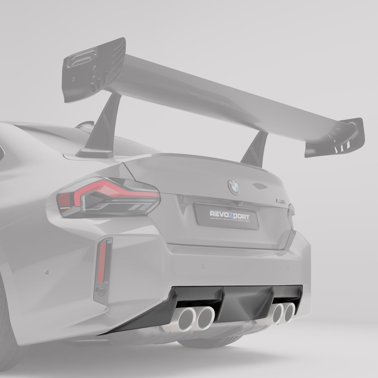 BMW M2 G87 carbon diffuser, angled rear bumper detail