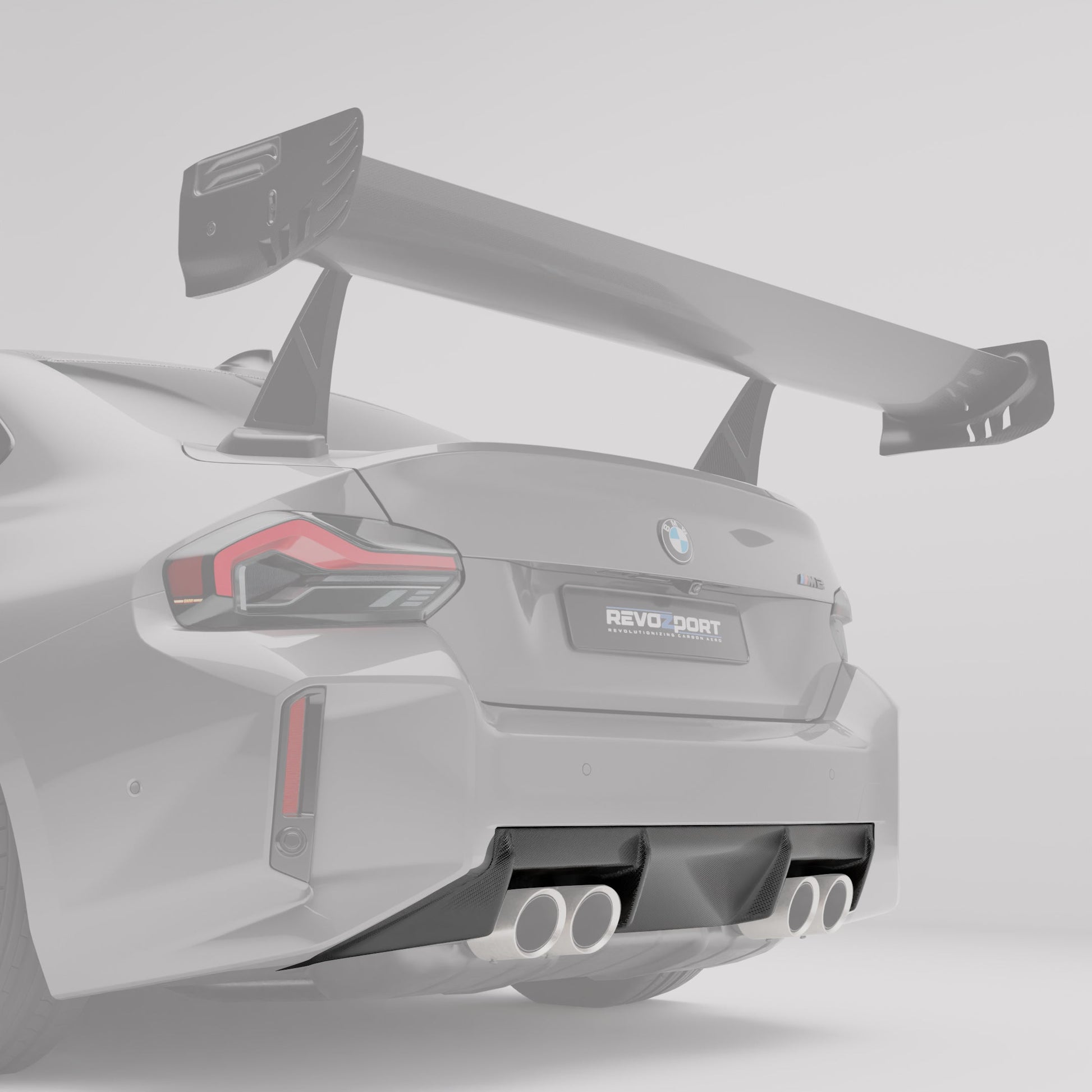 BMW M2 G87 carbon diffuser, angled rear bumper detail