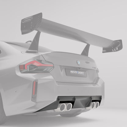 BMW M2 G87 carbon diffuser, angled rear bumper detail