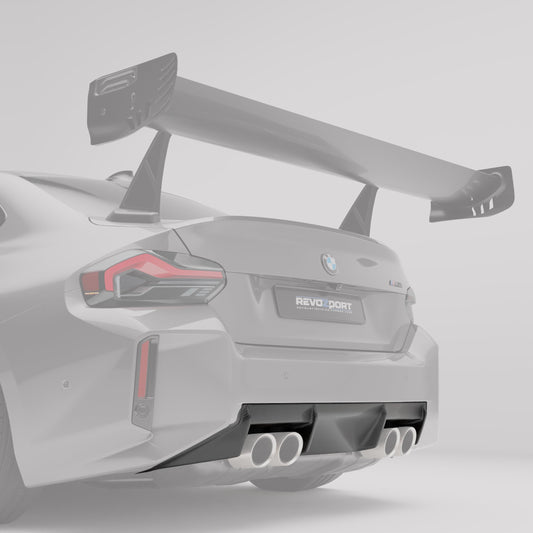 BMW M2 G87 carbon diffuser, angled rear bumper detail