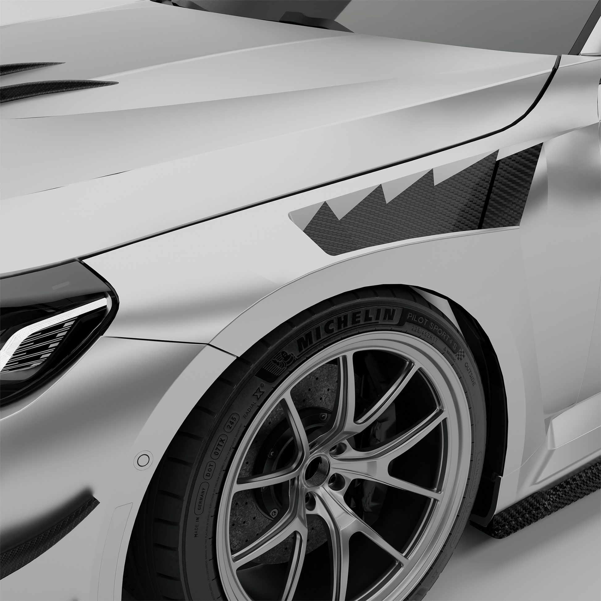 BMW M2 G87 race front fenders, product render side render